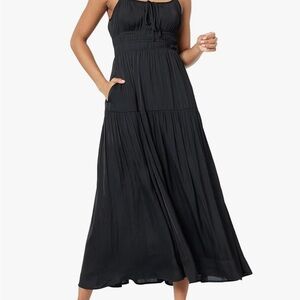 Black and White Tie Front Bustier Maxi Dress